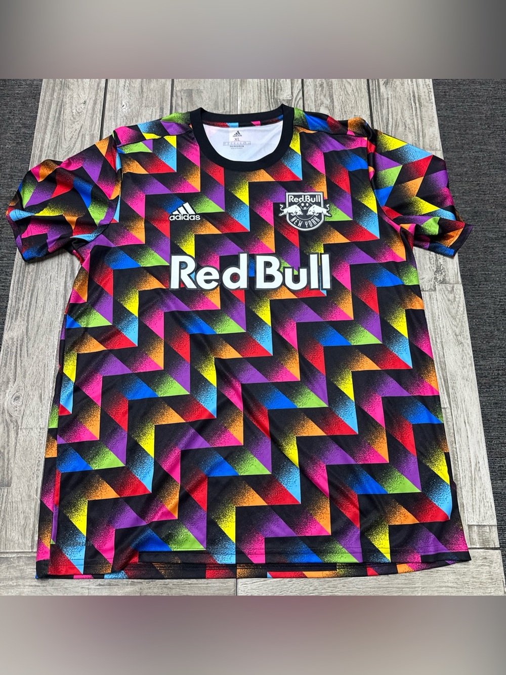 New York Red Bulls adidas Black 2022 Pride Pre-Match Top MLS Soccer XL